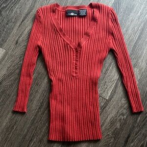 Y2K Vintage Fitted Henley Sweater